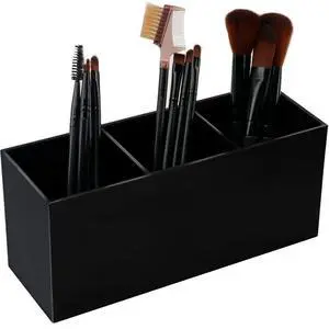 Black Makeup Brush Holder Organizer, 3 Slot Acrylic Cosmetics Brushes Storage Solution Black Makeup Brush Holder Organizer, 3 Slot Acrylic Cosmetics Brushes Storage Solution