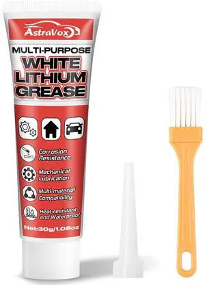 White Lithium Grease, Multi-Purpose Lubricant Lithium Grease | with Brush for Hinges, Bearings, Gears, and Garage Doors, Ideal for Automotive, Marine, Industrial, and Household Use (1) White Lithium Grease, Multi-Purpose Lubricant Lithium Grease | with Brush for Hinges, Bearings, Gears, and Garage Doors, Ideal for Automotive, Marine, Industrial, and Household Use (1)