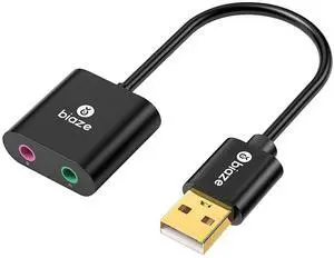 USB Audio Adapter USB Sound Card for PC/Computer/Laptops/PS5/PS4 | USB to 3.5mm Jack Audio Adapter, Plug and Play, No Drivers Needed, 3.5mm Headphone and Microphone TRS Jack, for Windows & Mac USB Audio Adapter USB Sound Card for PC/Computer/Laptops/PS5/PS4 | USB to 3.5mm Jack Audio Adapter, Plug and Play, No Drivers Needed, 3.5mm Headphone and Microphone TRS Jack, for Windows & Mac