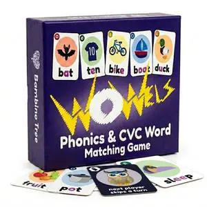 WOWELs Phonics and Vowel Sounds Card Game - Learn to Read Kindergarten 1st 2nd Grade Learning - Short Vowel CVC Words and Long Vowel Matching Game 2-8 Players WOWELs Phonics and Vowel Sounds Card Game - Learn to Read Kindergarten 1st 2nd Grade Learning - Short Vowel CVC Words and Long Vowel Matching Game 2-8 Players