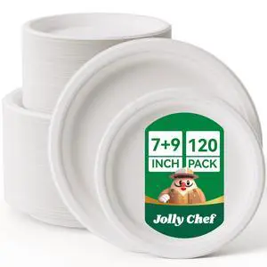 Compostable Heavy Duty 7 Inch and 9 Inch 120 Pack Eco-Friendly Paper Plates | Disposable Plates Bagasse Biodegradable Sugarcane for Party Hot Cold Foods Christmas(White) Compostable Heavy Duty 7 Inch and 9 Inch 120 Pack Eco-Friendly Paper Plates | Disposable Plates Bagasse Biodegradable Sugarcane for Party Hot Cold Foods Christmas(White)