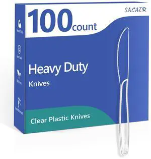 100 Count Heavy Duty Plastic Knives Disposable | BPA-Free Clear Plastic Knives,Suitable for Party, Events and Everyday Use 100 Count Heavy Duty Plastic Knives Disposable | BPA-Free Clear Plastic Knives,Suitable for Party, Events and Everyday Use