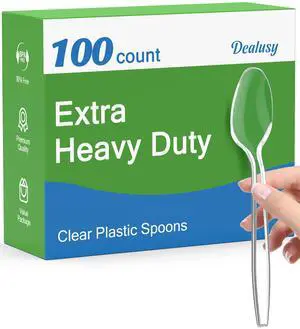 100 Count Clear Plastic Spoons Disposable | BPA-Free, Heat Resistant, Solid and Durable Disposable Spoons Heavy Duty Bulk, Premium Spoons for Party Supply 100 Count Clear Plastic Spoons Disposable | BPA-Free, Heat Resistant, Solid and Durable Disposable Spoons Heavy Duty Bulk, Premium Spoons for Party Supply