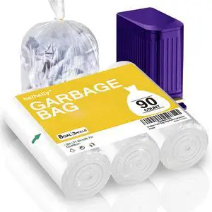 8-Gallon Trash Bags Bathroom Trash-Bags - Medium Unscented Clear White 90 Counts Strong Plastic Recyclable Liners Thick Bulk for Kitchen Office Waste Basket Disposable Compactor 8-Gallon Trash Bags Bathroom Trash-Bags - Medium Unscented Clear White 90 Counts Strong Plastic Recyclable Liners Thick Bulk for Kitchen Office Waste Basket Disposable Compactor