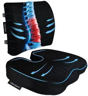 Seat Cushion &Office Chair Cushion,Lumbar Support Pillow for Office Chair,Ergonomic Memory Foam Non-Slip Office Chair Cushion,Back Support Cushions for Tailbone&Sciatica Pain Relief Black Seat Cushion &Office Chair Cushion,Lumbar Support Pillow for Office Chair,Ergonomic Memory Foam Non-Slip Office Chair Cushion,Back Support Cushions for Tailbone&Sciatica Pain Relief Black