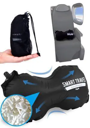 Inflatable Lumbar Support Travel Pillow for Airplane Seat | Adjustable back support cushion for long flights, office & car; eases lower back discomfort; self-inflates, packs small Inflatable Lumbar Support Travel Pillow for Airplane Seat | Adjustable back support cushion for long flights, office & car; eases lower back discomfort; self-inflates, packs small