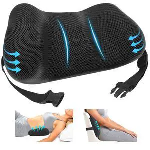 Lumbar Support Pillow, Memory Foam Back Cushion for Office Chair Car, Black | Ergonomic Lower Back Support with Adjustable Strap, Breathable Removable Cover for Couch, Wheelchair, Driving Seat Lumbar Support Pillow, Memory Foam Back Cushion for Office Chair Car, Black | Ergonomic Lower Back Support with Adjustable Strap, Breathable Removable Cover for Couch, Wheelchair, Driving Seat