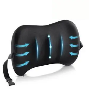 Lumbar Support Pillow for Car Seat and Office Chair, Memory Foam Back Cushion with Breathable Cover and Adjustable Straps for Driving, Ergonomic Orthopedic Back Rest Lower Back Support, Black Lumbar Support Pillow for Car Seat and Office Chair, Memory Foam Back Cushion with Breathable Cover and Adjustable Straps for Driving, Ergonomic Orthopedic Back Rest Lower Back Support, Black