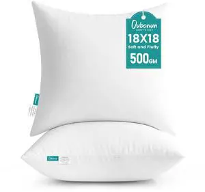 18 x 18 Throw Pillow Inserts | Soft, Plush & Decorative Down Alternative Pillows for Couch Sofa Bed, Machine Washable - White, Pack of 2 18 x 18 Throw Pillow Inserts | Soft, Plush & Decorative Down Alternative Pillows for Couch Sofa Bed, Machine Washable - White, Pack of 2