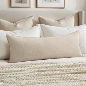 Decorative Linen Lumbar Pillow Cover 14x36 Inch Natural Beige | Boho Farmhouse Neutral Couch Long Throw Pillow for Bed, Pack of 1 Accent Modern Pillowcase, Sofa Livingroom Home Decor Decorative Linen Lumbar Pillow Cover 14x36 Inch Natural Beige | Boho Farmhouse Neutral Couch Long Throw Pillow for Bed, Pack of 1 Accent Modern Pillowcase, Sofa Livingroom Home Decor