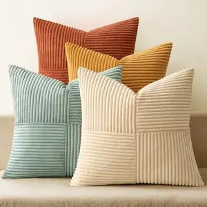 Fall Teal Orange Decorative Throw Pillow Covers 18x18 Inch Set of 4 Boho Corduroy Striped Cushion Cases Modern Farmhouse Patchwork Pillow Cases for Couch Sofa Bedroom Home Decor Fall Teal Orange Decorative Throw Pillow Covers 18x18 Inch Set of 4 Boho Corduroy Striped Cushion Cases Modern Farmhouse Patchwork Pillow Cases for Couch Sofa Bedroom Home Decor