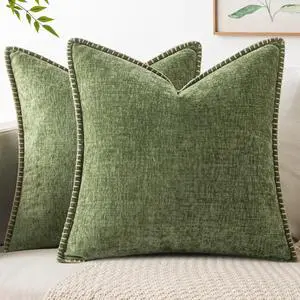 Decorative Couch Throw Pillow Covers 18x18 Inch Sage Green 2 Pack | Farmhouse Pillow Covers with Stitched Edge, Soft Chenille Cushion Cases, for Sofa Bed Living Room Home Decor Decorative Couch Throw Pillow Covers 18x18 Inch Sage Green 2 Pack | Farmhouse Pillow Covers with Stitched Edge, Soft Chenille Cushion Cases, for Sofa Bed Living Room Home Decor