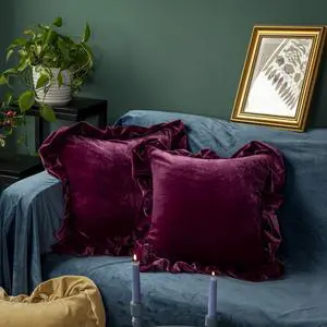 Velvet Throw Pillow Cover Soft Decorative Luxurious Solid Square Cushion Case for Sofa Couch Bedroom Farmhouse,Pack of 2, 18 x 18 Inches, Amaranth Velvet Throw Pillow Cover Soft Decorative Luxurious Solid Square Cushion Case for Sofa Couch Bedroom Farmhouse,Pack of 2, 18 x 18 Inches, Amaranth