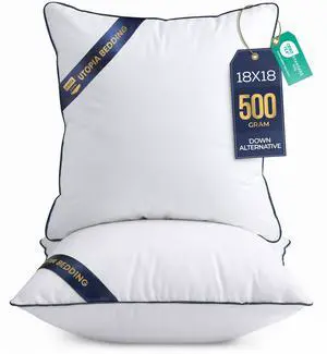 18x18 Throw Pillow Inserts, Decorative Pillows, Pack of 2 | Piping Throw Pillows, Plush & Supportive, Aesthetic Cushion Sham Stuffer for Sofa, Office, Couch & Bed, Set of 2, White 18x18 Throw Pillow Inserts, Decorative Pillows, Pack of 2 | Piping Throw Pillows, Plush & Supportive, Aesthetic Cushion Sham Stuffer for Sofa, Office, Couch & Bed, Set of 2, White