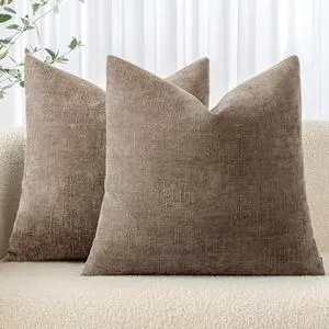 Textured Chenille Throw Pillow Covers 20x20 Inch Taupe Grey | Pack of 2 Decorative Soft Throw Pillows, Solid Textured Cushion Covers, Modern Home Decor for Couch Sofa Bedroom Living Room Textured Chenille Throw Pillow Covers 20x20 Inch Taupe Grey | Pack of 2 Decorative Soft Throw Pillows, Solid Textured Cushion Covers, Modern Home Decor for Couch Sofa Bedroom Living Room