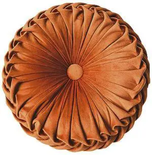 Round Throw Pillow Velvet Home Decoration Pleated Round Pillow Cushion for Couch Chair Bed Car Orange | Orange round velvet decor throw pillow,soft boho circle pillow cushion,for couch,chair,bed,car Round Throw Pillow Velvet Home Decoration Pleated Round Pillow Cushion for Couch Chair Bed Car Orange | Orange round velvet decor throw pillow,soft boho circle pillow cushion,for couch,chair,bed,car