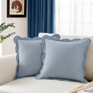 Scalloped Pillow Cover Pack of 2 Spring Chenille Decorative Throw Pillow Covers Cute Boho Couch Pillow Covers Aesthetic Funky Preppy Pillow Cases for Sofa Living Room (Misty Blue, 18x18 Inch) Scalloped Pillow Cover Pack of 2 Spring Chenille Decorative Throw Pillow Covers Cute Boho Couch Pillow Covers Aesthetic Funky Preppy Pillow Cases for Sofa Living Room (Misty Blue, 18x18 Inch)