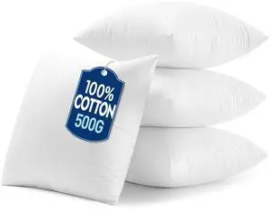 18x18 Inch Pillow Inserts Pack of 4-100% Cotton Cover | White Throw Pillow with 100% Virgin Microfiber for Bed Sofa Couch Living Room, All-Season Decorative Back Support 18x18 Inch Pillow Inserts Pack of 4-100% Cotton Cover | White Throw Pillow with 100% Virgin Microfiber for Bed Sofa Couch Living Room, All-Season Decorative Back Support