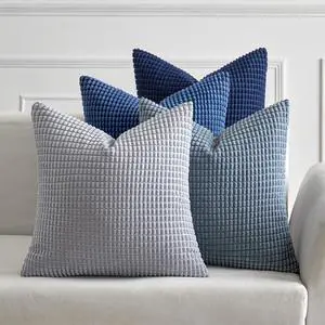 Decorative Throw Pillow Covers 18x18 Inch Set of 4 Coastal Blue | Boho Western Farmhouse Home Decor, Throw Pillows, Summer Coastal Industrial Corduroy Pillowcases for Sofa Living Room Bed Decorative Throw Pillow Covers 18x18 Inch Set of 4 Coastal Blue | Boho Western Farmhouse Home Decor, Throw Pillows, Summer Coastal Industrial Corduroy Pillowcases for Sofa Living Room Bed
