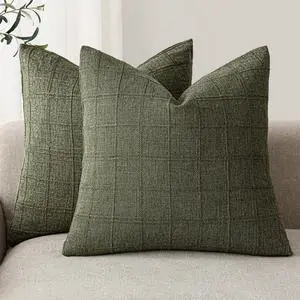Boho Linen Check Decorative Throw Pillow Cover 20×20 Olive Green | Set of 2 Neutral Farmhouse Textured Cushion Cover,Modern Plaid Home Decor,Soft Cover for Sofa Chair Couch Bedroom Living Room Boho Linen Check Decorative Throw Pillow Cover 20×20 Olive Green | Set of 2 Neutral Farmhouse Textured Cushion Cover,Modern Plaid Home Decor,Soft Cover for Sofa Chair Couch Bedroom Living Room