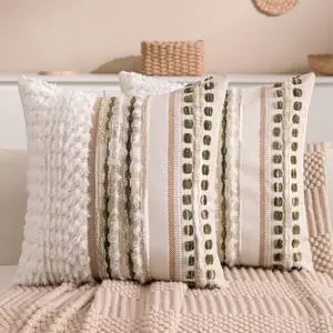 Boho Chenille Tufted Couch Throw Pillow Covers 18x18 Inch Set of 2 Farmhouse Striped Decorative Pillow Covers Accent Neutral Square Pillowcase Green Cushion Covers for Livingroom Sofa Bed Boho Chenille Tufted Couch Throw Pillow Covers 18x18 Inch Set of 2 Farmhouse Striped Decorative Pillow Covers Accent Neutral Square Pillowcase Green Cushion Covers for Livingroom Sofa Bed