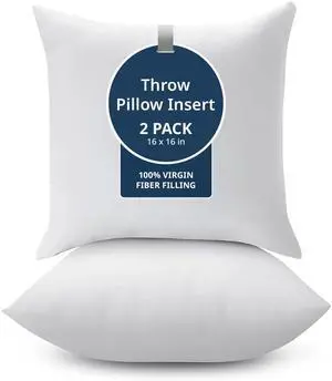 Throw Pillow Insert - Pack of 2 16x16 Pillow Inserts for Decorative Pillow Covers, Throw Pillows Insert for Couch - White Throw Pillow Insert - Pack of 2 16x16 Pillow Inserts for Decorative Pillow Covers, Throw Pillows Insert for Couch - White
