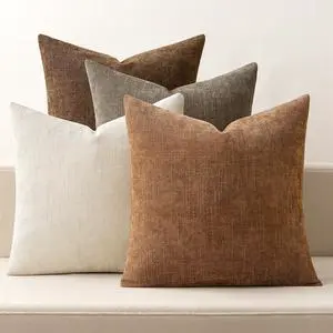 Pack of 4 Fall Decorative Throw Pillow Covers 18x18 Inch Chenille Textured Throw Pillows Boho Farmhouse Cushion Covers Vintage Home Decor for Couch Sofa Bed Living RoomBeige Taupe Brown Pack of 4 Fall Decorative Throw Pillow Covers 18x18 Inch Chenille Textured Throw Pillows Boho Farmhouse Cushion Covers Vintage Home Decor for Couch Sofa Bed Living RoomBeige Taupe Brown