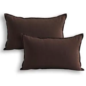 Cotton Linen Square Decorative Throw Pillow Case Cushion Cover with Twin Needles Stitch on Edge, 12"x20"(30 x 50cm), 2 Pcs, Brown Cotton Linen Square Decorative Throw Pillow Case Cushion Cover with Twin Needles Stitch on Edge, 12"x20"(30 x 50cm), 2 Pcs, Brown