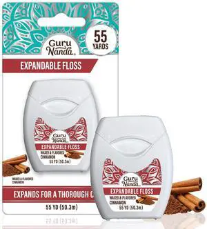 Expandable Waxed Dental Floss for Gentle, Deep Cleaning Wide Teeth Flossing - Cinnamon Flavor - 55 Yards Expandable Waxed Dental Floss for Gentle, Deep Cleaning Wide Teeth Flossing - Cinnamon Flavor - 55 Yards