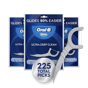 Glide Ultra Deep Clean Floss Picks, Removes Food and Plaque, Cool Mint Flavor, 75 Count, Pack of 3 Glide Ultra Deep Clean Floss Picks, Removes Food and Plaque, Cool Mint Flavor, 75 Count, Pack of 3