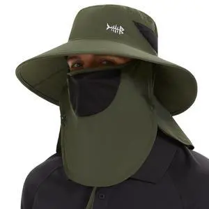 UPF 50+ Breathable Sun Hat with Removable Face Cover and Neck Flap Wide Brim Bucket Hat for Fishing Hiking Men Women Army Green UPF 50+ Breathable Sun Hat with Removable Face Cover and Neck Flap Wide Brim Bucket Hat for Fishing Hiking Men Women Army Green