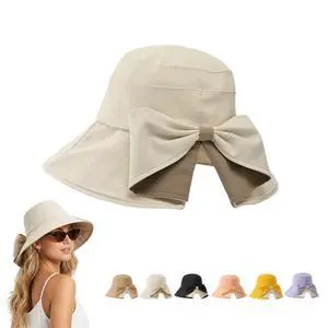 Women's Bowknot Wide Brim Sun Hat Foldable, 360° Protection UV Protection Breathable Summer Travel Beach Hat (US, Alpha, One Size, Beige) Women's Bowknot Wide Brim Sun Hat Foldable, 360° Protection UV Protection Breathable Summer Travel Beach Hat (US, Alpha, One Size, Beige)
