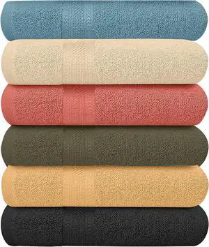 6 Pack Bath Towels Set (27 x 54 Inches) 100% Ring Spun Cotton, Lightweight, Quick Dry, Highly Absorbent Towels Multicolor, (27x54) Inches 6 Pack Bath Towels Set (27 x 54 Inches) 100% Ring Spun Cotton, Lightweight, Quick Dry, Highly Absorbent Towels Multicolor, (27x54) Inches