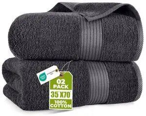 Extra Large Bath Sheets, 2 Pack, 35x70 in, Cotton, Grey | Soft Lightweight Ring Spun Cotton Shower Towel Set - Highly Absorbent, Quick-Drying, Extra Large Bath Sheets, Durable Extra Large Bath Sheets, 2 Pack, 35x70 in, Cotton, Grey | Soft Lightweight Ring Spun Cotton Shower Towel Set - Highly Absorbent, Quick-Drying, Extra Large Bath Sheets, Durable