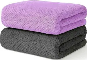 2 Pack Bath Towel Set, Waffle Bath Towel Set, Super Soft Highly Absorbent, Sturdy Quick Drying Towels for Bathroom, Gym, SPA, Yoga (2 Piece 27" x 55", 1Grey+1Purple) 2 Pack Bath Towel Set, Waffle Bath Towel Set, Super Soft Highly Absorbent, Sturdy Quick Drying Towels for Bathroom, Gym, SPA, Yoga (2 Piece 27" x 55", 1Grey+1Purple)