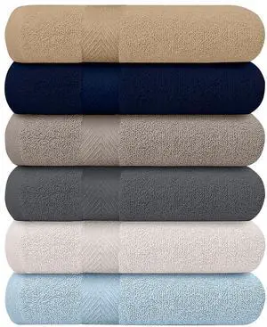 6-Pack Bath Towels - Lightweight - Extra Absorbent - 100% Cotton - Shower towels (Multi, 27 inchesx54 inches) 6-Pack Bath Towels - Lightweight - Extra Absorbent - 100% Cotton - Shower towels (Multi, 27 inchesx54 inches)