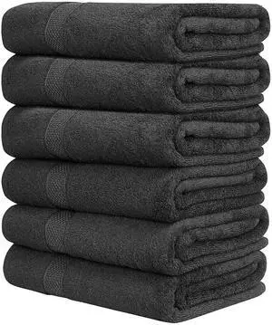 Hotel & Spa 100% Cotton Bath Towels Pack of 6, Ultra Soft, Quick Dry, Lightweight, Highly Absorbent, Perfect for Face, Hands, Spa, Gym, Hotel, Resort & Daily Use - Grey (24" x 48") Hotel & Spa 100% Cotton Bath Towels Pack of 6, Ultra Soft, Quick Dry, Lightweight, Highly Absorbent, Perfect for Face, Hands, Spa, Gym, Hotel, Resort & Daily Use - Grey (24" x 48")