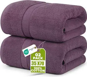Jumbo Bath Sheets, 2 Pack, 35x70 in, 600 GSM Cotton, Plum | Extra Large Ring Spun Cotton Bath Sheets - Soft, Plush, Quick-Drying, Highly Absorbent, Great for Everyday Use Jumbo Bath Sheets, 2 Pack, 35x70 in, 600 GSM Cotton, Plum | Extra Large Ring Spun Cotton Bath Sheets - Soft, Plush, Quick-Drying, Highly Absorbent, Great for Everyday Use