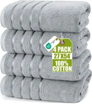 4 Pack Premium Viscose Oversized Bath Towels Set, Ring Spun Cotton, 27 by 54 Inches, Highly Absorbent, Quick Drying Shower Towels for Bathroom, Spa, Hotel and Gym, Cool Grey 4 Pack Premium Viscose Oversized Bath Towels Set, Ring Spun Cotton, 27 by 54 Inches, Highly Absorbent, Quick Drying Shower Towels for Bathroom, Spa, Hotel and Gym, Cool Grey