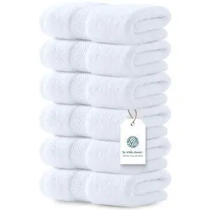 Luxury White Hand Towels - Soft 100% Turkish Cotton | Highly Absorbent Hotel spa Bathroom Towel Collection | 16x30 Inch | Set of 6 Luxury White Hand Towels - Soft 100% Turkish Cotton | Highly Absorbent Hotel spa Bathroom Towel Collection | 16x30 Inch | Set of 6