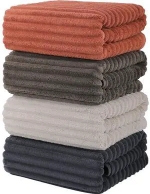 Luxury 4-Piece Quick-Dry Bath Towel Set 27.5X 55 Inches Ultra Soft Microfiber for Bathroom, Bar, Pool, Gym & Travel Elegant Twill Design Luxury 4-Piece Quick-Dry Bath Towel Set 27.5X 55 Inches Ultra Soft Microfiber for Bathroom, Bar, Pool, Gym & Travel Elegant Twill Design