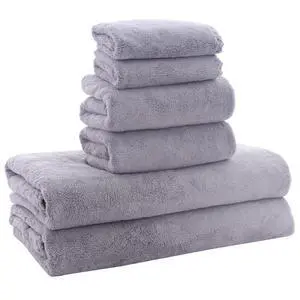 Ultra Soft Towel Set - Quick Drying - 2 Bath Towels 2 Hand Towels 2 Washcloths - Microfiber Coral Velvet Highly Absorbent Towel for Fitness, Bathroom, Sports, Yoga, Travel-Grey 6 Pcs Ultra Soft Towel Set - Quick Drying - 2 Bath Towels 2 Hand Towels 2 Washcloths - Microfiber Coral Velvet Highly Absorbent Towel for Fitness, Bathroom, Sports, Yoga, Travel-Grey 6 Pcs