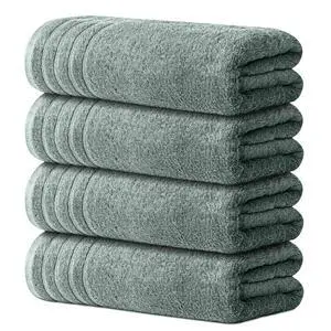 Bath Towels Set of 4, Size 30 x 60 Inches - 60% Cotton, 40% Viscose Made from Bamboo, Soft and Absorbent, Quick Drying, Lightweight, Perfect for Daily Use Bath Towels Set of 4, Size 30 x 60 Inches - 60% Cotton, 40% Viscose Made from Bamboo, Soft and Absorbent, Quick Drying, Lightweight, Perfect for Daily Use