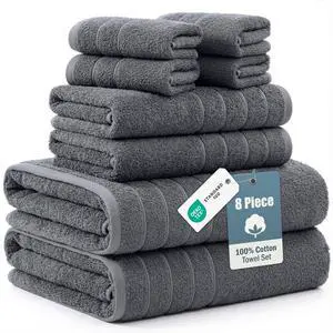 Towel Set Soft Absorbent Quick Dry 100% Cotton - Cool Grey | Bathroom Towel Set, Soft & Durable, Ring-Spun, Ideal for Spa & Home, with OEKO-TEX Towel Set Soft Absorbent Quick Dry 100% Cotton - Cool Grey | Bathroom Towel Set, Soft & Durable, Ring-Spun, Ideal for Spa & Home, with OEKO-TEX