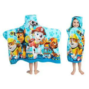 Paw Patrol Blue Bath/Pool/Beach Soft Cotton Terry Hooded Towel Wrap, 24" x 50", By Franco Kids Paw Patrol Blue Bath/Pool/Beach Soft Cotton Terry Hooded Towel Wrap, 24" x 50", By Franco Kids