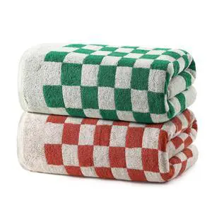 Green and Red Checkered Bath Towels of 2, 100% Cotton | Green Checkered Bathroom Decoration Towel, Highly Absorbent, Super Sorf, Lint Free, for Dorm Travel Guest Green and Red Checkered Bath Towels of 2, 100% Cotton | Green Checkered Bathroom Decoration Towel, Highly Absorbent, Super Sorf, Lint Free, for Dorm Travel Guest