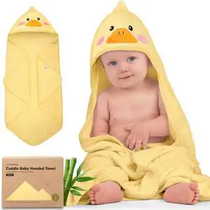 Hooded Baby Towel for Newborn, Baby Bath Towels (Duck, 35x35) | Viscose Derived from Bamboo, Large Baby Towels with Hood, Boys, Girls, Toddler, Soft Absorbent Baby Bath Essentials Hooded Baby Towel for Newborn, Baby Bath Towels (Duck, 35x35) | Viscose Derived from Bamboo, Large Baby Towels with Hood, Boys, Girls, Toddler, Soft Absorbent Baby Bath Essentials