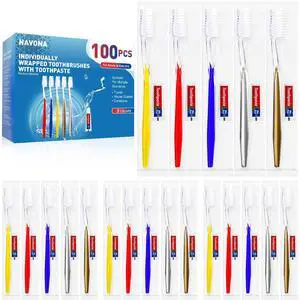 100 PCS Disposable Toothbrush with Toothpaste Bulk, Travel Toothbrush Set | Travel Toothbrushes with Toothpaste, Medium Soft Bristle, Ergonomics Handle, Perfect for Travel Hotel Donation 100 PCS Disposable Toothbrush with Toothpaste Bulk, Travel Toothbrush Set | Travel Toothbrushes with Toothpaste, Medium Soft Bristle, Ergonomics Handle, Perfect for Travel Hotel Donation