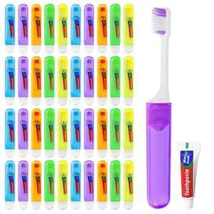 Travel Toothbrush, Toothbrush and Toothpaste Travel Set, Individually Packaged, Includes Storage Case, Foldable Design, 5 Colors, Ideal for Business Trips, and Hotels (50-Pack) Travel Toothbrush, Toothbrush and Toothpaste Travel Set, Individually Packaged, Includes Storage Case, Foldable Design, 5 Colors, Ideal for Business Trips, and Hotels (50-Pack)