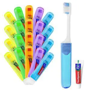 Travel Toothbrush, Toothbrush and Toothpaste Travel Set, Individually Packaged, Includes Storage Case, Foldable Design, 5 Colors, Ideal for Business Trips, and Hotels (20-Pack) Travel Toothbrush, Toothbrush and Toothpaste Travel Set, Individually Packaged, Includes Storage Case, Foldable Design, 5 Colors, Ideal for Business Trips, and Hotels (20-Pack)